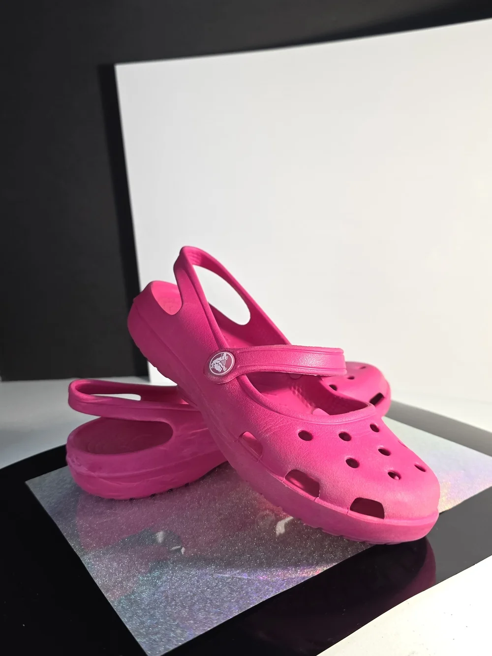 CROCS Shayna Hot Pink Mary Jane-Style Clog with Back Strap Big Girls Sz 6